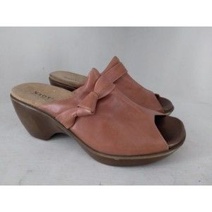 Naot Leather Slip On Open Toe Sandals Brown Womens Size 6 Made in Israel